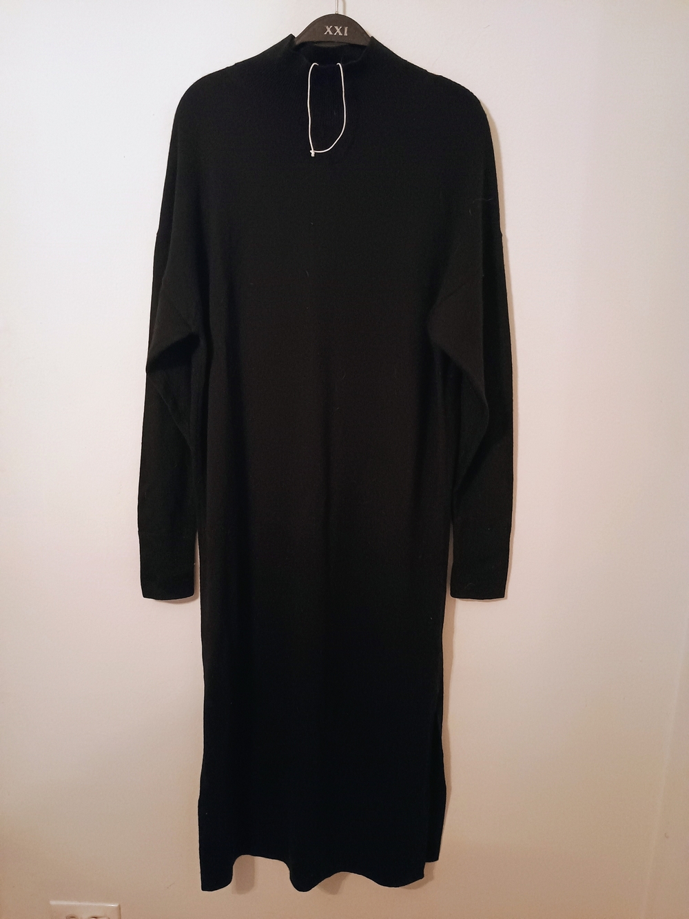 COS 100%Wool Black Long-Sleeve High Neck Sweater Dress Small Nwot